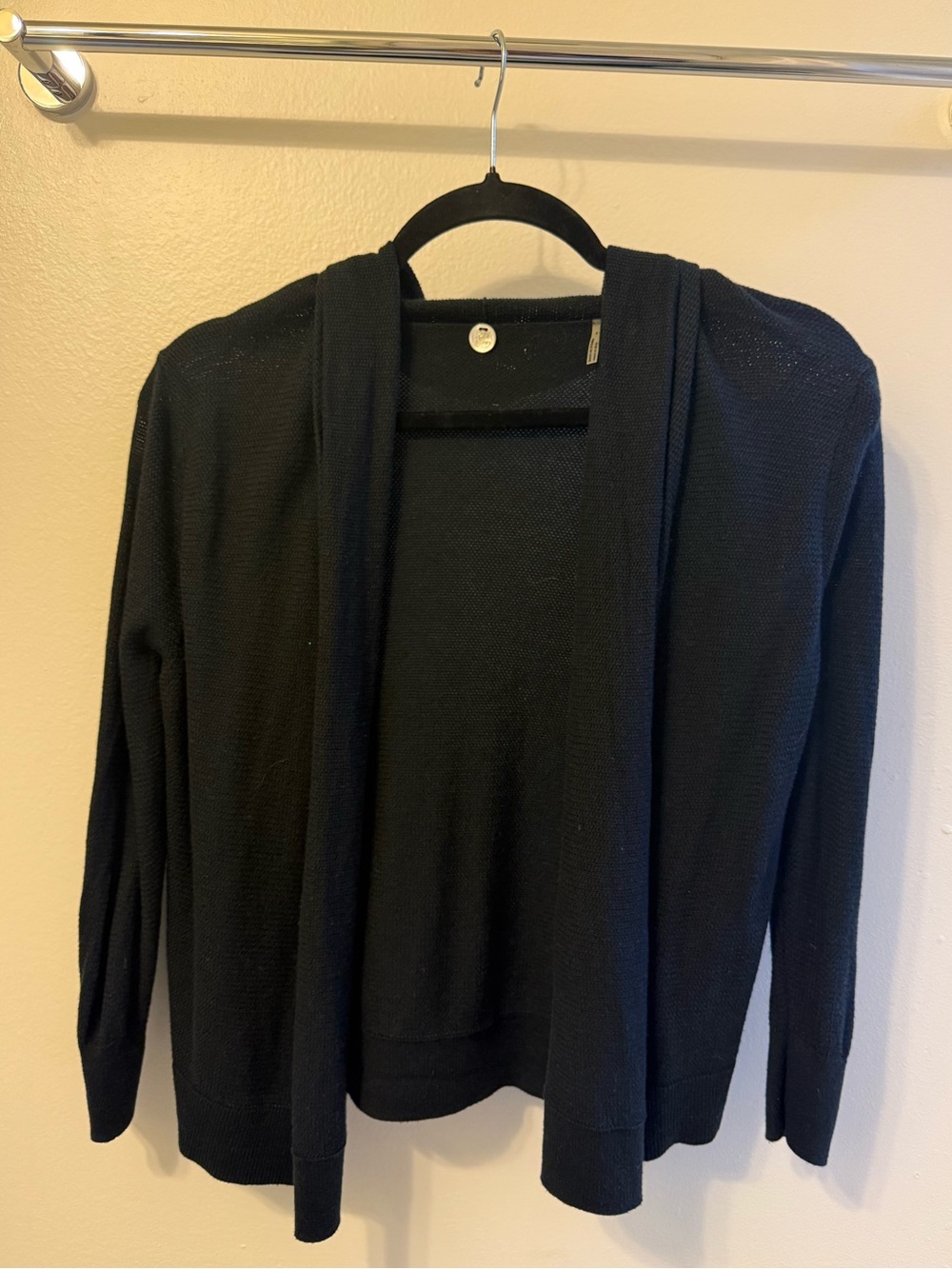 Margaret O’Leary Black Cable Knit Open-Front Women’s Sweater Cardigan
